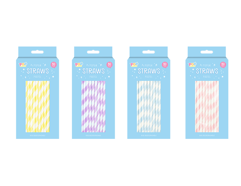 Paper Straws Pastel - 50 Pack